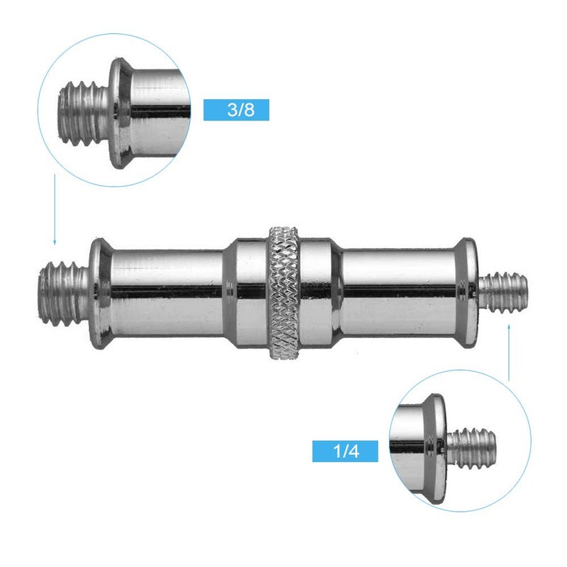 Wellmaking 2 Pieces Standard 1/4 to 3/8 inch Metal Male Convertor Threaded Screw Adapter Spigot Stud for Studio Light Stand, Hotshoe/Coldshoe Adapter, Ball Head, Wireless Flash Receiver, Trigger - Image 4